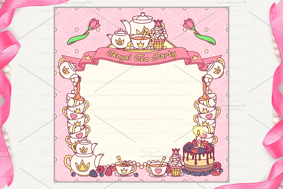 vector Royal Tea Party invitation, a Card Template by WINDmade