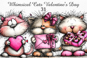 Whimsical Cats Valentine's Day PNG, an Illustration by Craft Nest (Thumbnail 1 of 11)