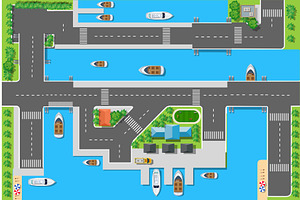 Top viewport marinas with bridges, an Object Graphic by AlexZeL