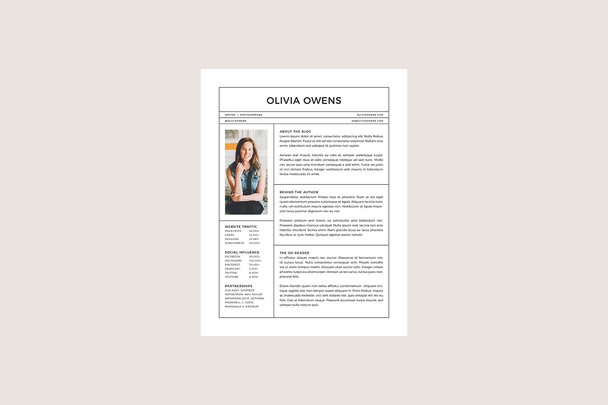 Olivia Media Kit + Resume, a Resume Template by studiolmh (Photo 3 of 4)