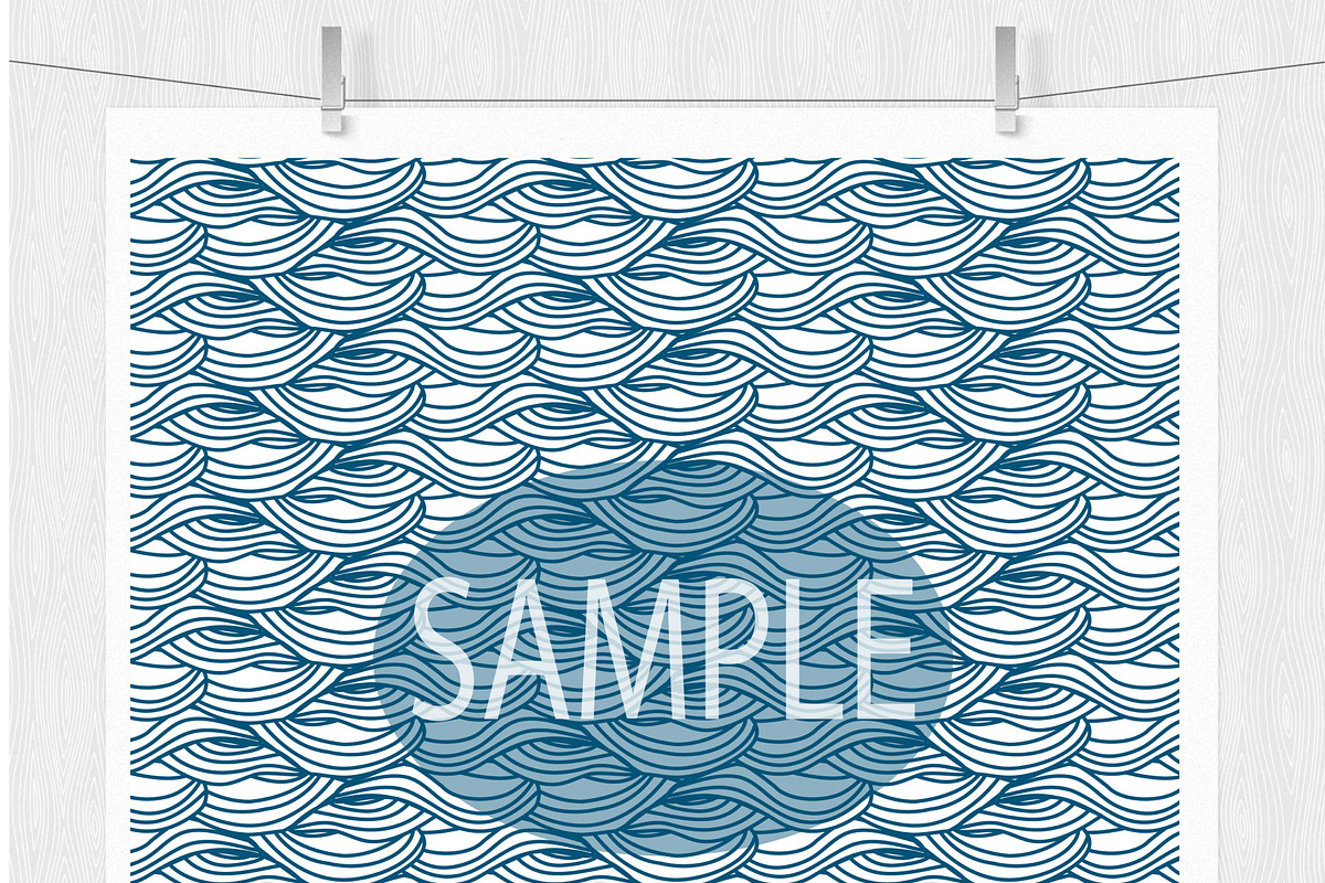 Ocean Blue Waves Digital Paper, a Pattern Graphic by Leska's Digitals (Photo 6 of 6)