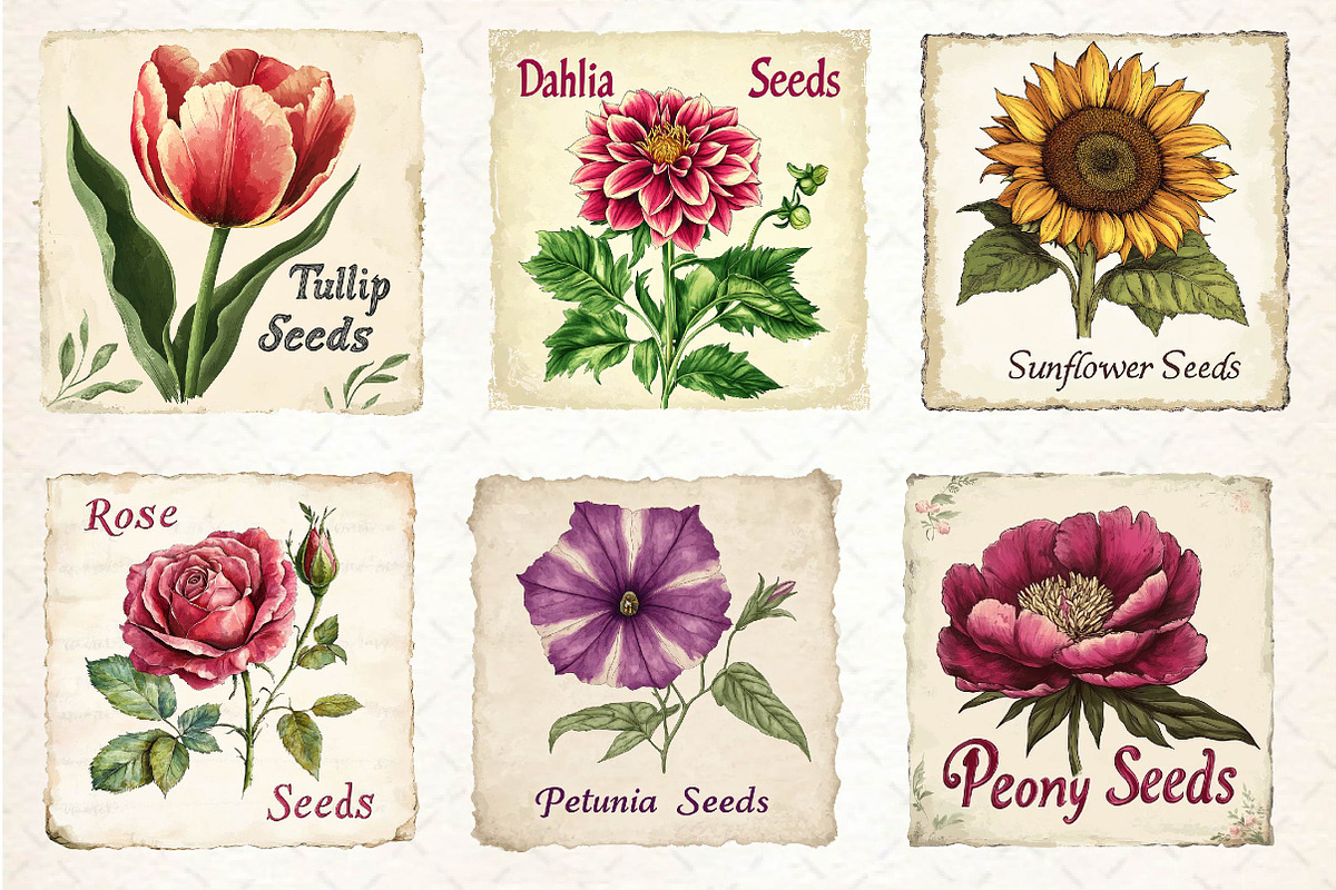Vintage Flowers Clipart Seed Packet, an Illustration by Dream Creation (Photo 5 of 6)