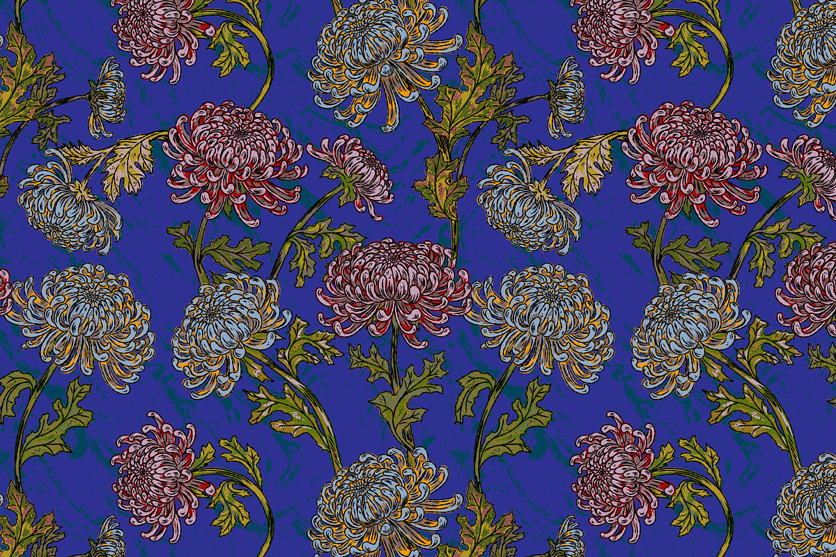 Vintage Chrysanthemum Maximalist, a Pattern Graphic by NayaChu (Photo 2 of 9)