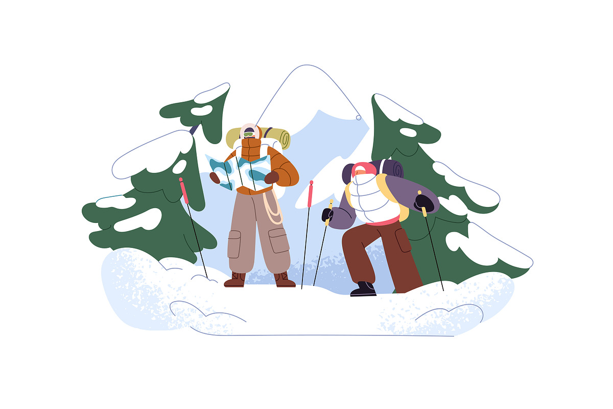Tourists travel with map set, a Person Illustration by PaperTrident (Photo 9 of 9)