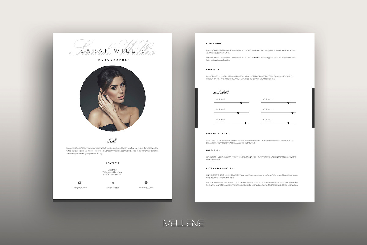 CV / Resume template for MS Word, a Resume Template by Mellene Templates (Photo 1 of 3)