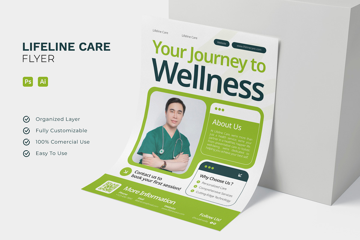 Lifeline Care Minimalism - Flyer, a Flyer Template by Esensifiksi.studio (Photo 1 of 3)