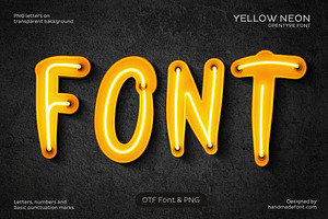 Yellow Neon Font, a Handwritten Font by Handmadefont