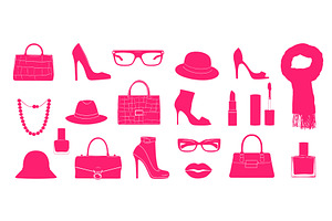 Fashion accessories set. Pink shoes, an Object Illustration by Stock-Smart-Start