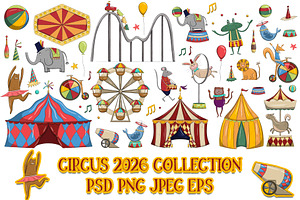 Whimsical circus clipart 2026