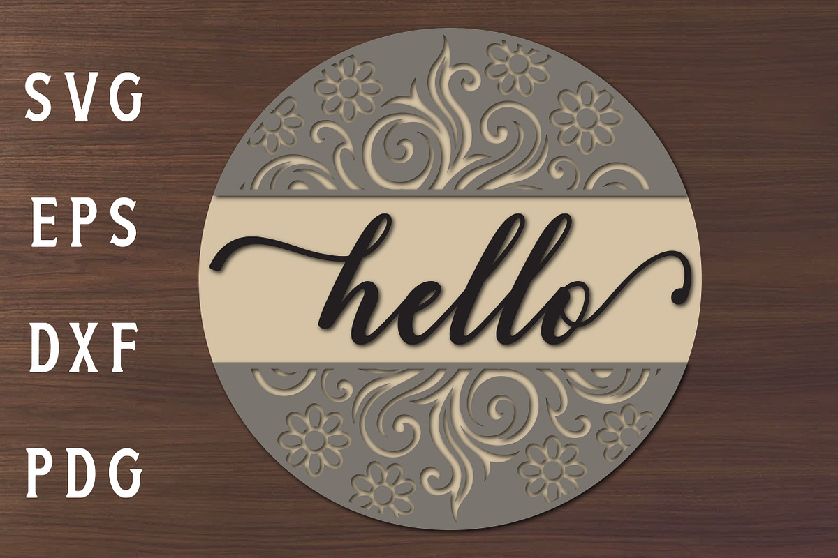 Hello Round Door Hanger SVG, a Graphic by Libby Wishes (Photo 2 of 3)
