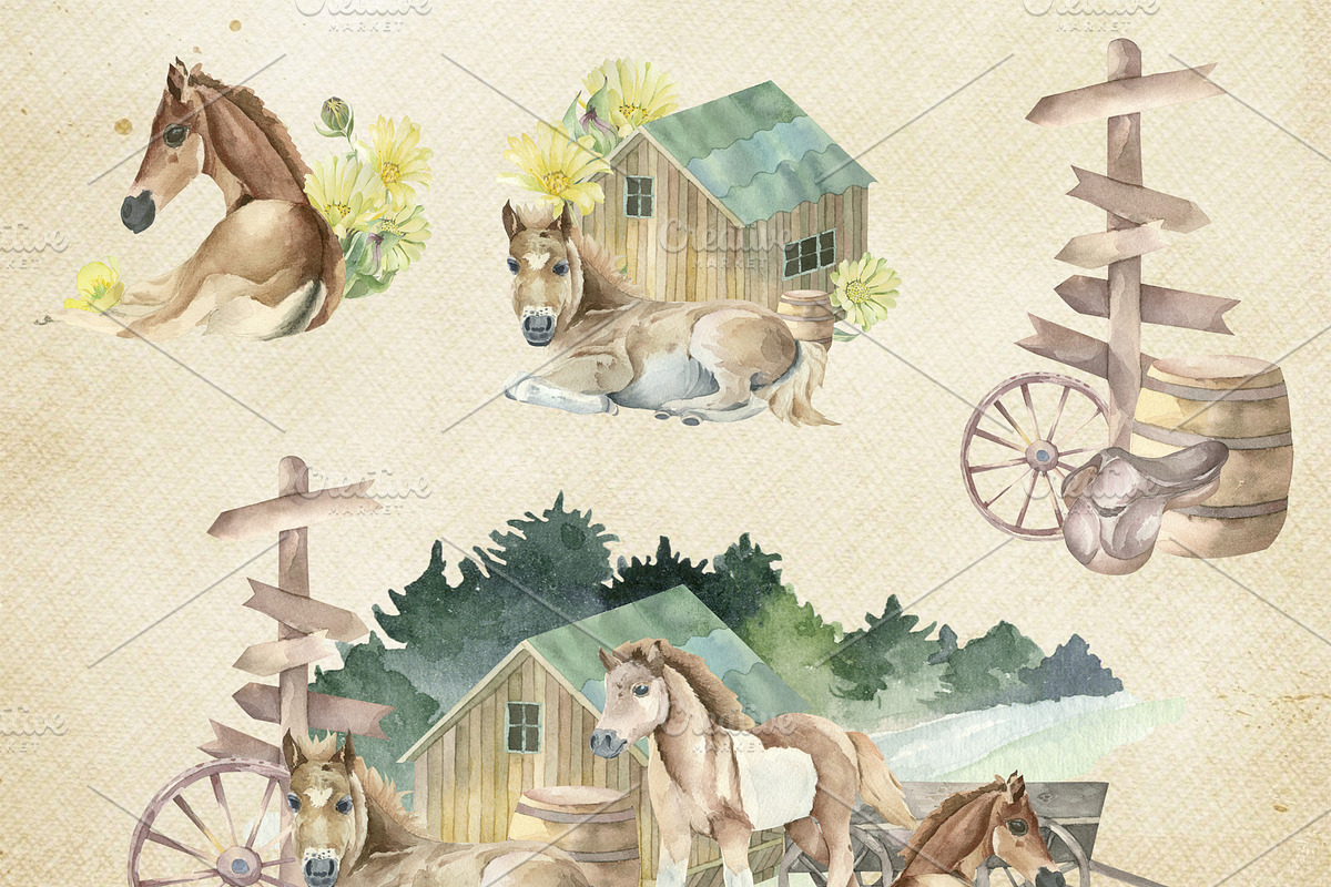 Welcom to the horse ranch, an Animal Illustration by Watercolor arts (Photo 6 of 6)