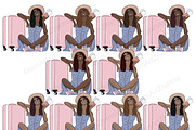 Travel Girl Clipart, a Person Illustration by GlamArtZhanna (Thumbnail 2 of 5)