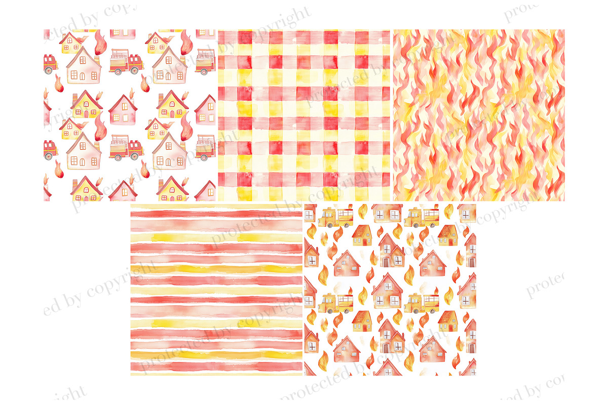 Firefighters Digital Papers, a Pattern Graphic by GlamArtZhanna (Photo 3 of 4)