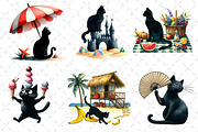 Cat Silhouette Summer Clipart, an Illustration by Dream Creation (Thumbnail 3 of 6)