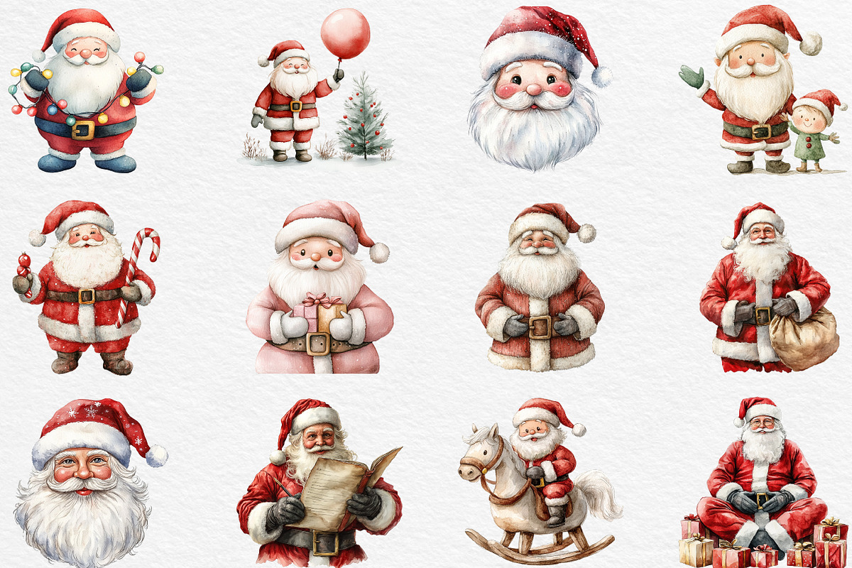 Watercolor Santa Clipart, an Illustration by Black Bird Studio (Photo 6 of 6)