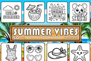 SUMMER VIBES BOLD-EASY COLORING BOOK, a Seasonal Illustration by Design Zone (Thumbnail 1 of 5)