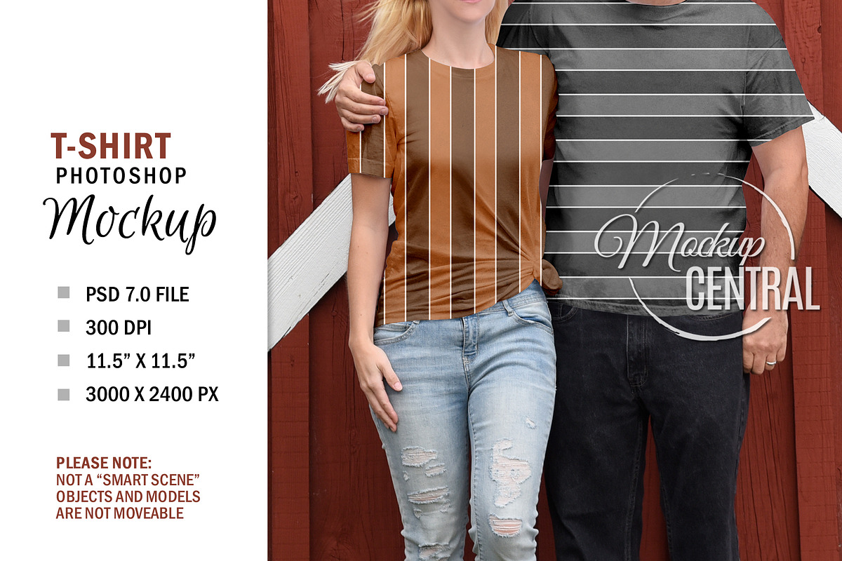 Couple T-Shirt Smart Object Mockup, a Shirt Mockup by HaywireMedia & Mockups (Photo 3 of 3)