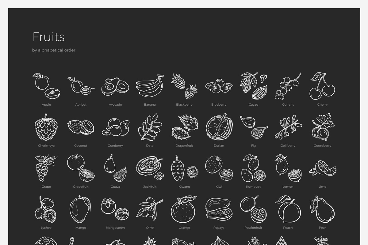 Fruits & Vegetables + Badges, an Outline Icon by Uniko Studio (Photo 3 of 12)