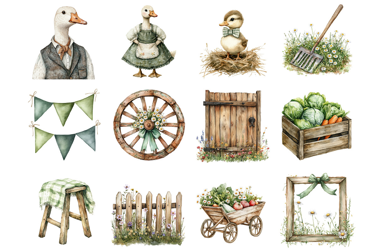 Farmhouse Goose Clipart, an Illustration by Design Market (Photo 2 of 5)