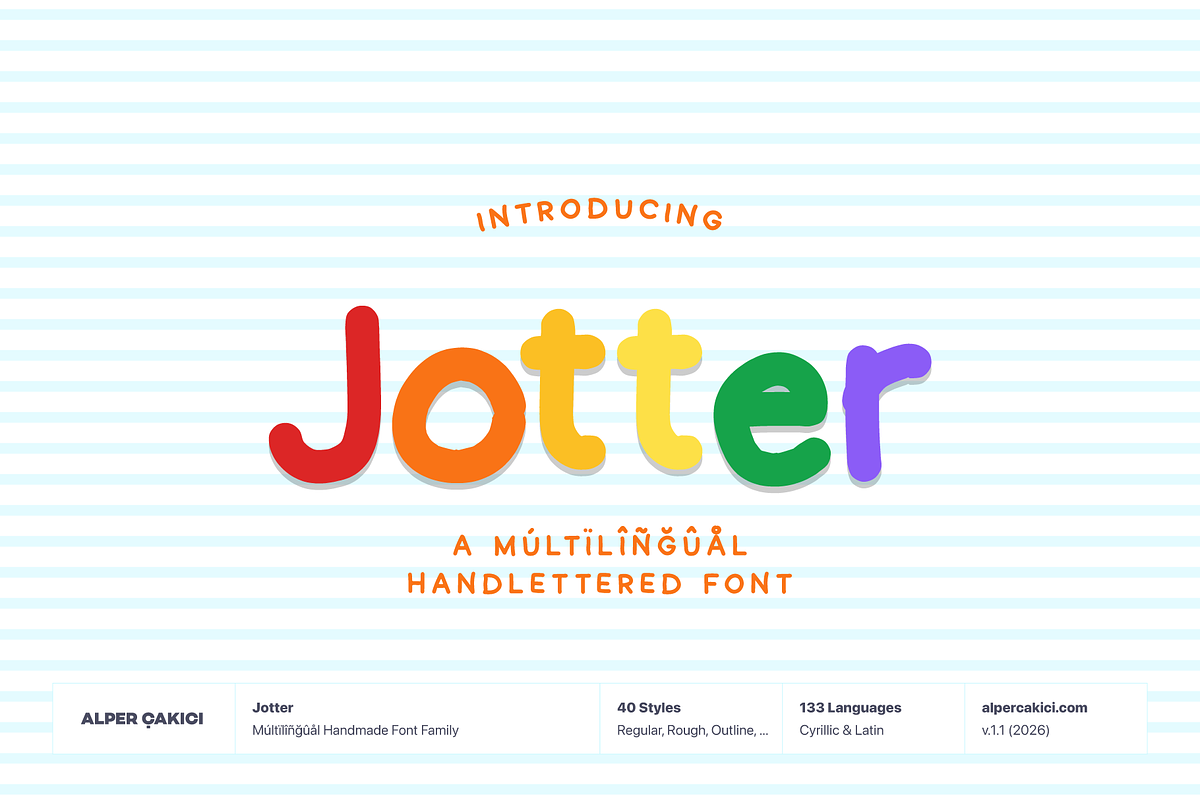 Jotter - Cute Handwritten Typeface, a Handwritten Font by alpercakici (Photo 1 of 16)