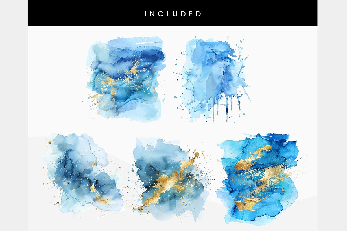 Blue and Gold Watercolor Texture, a Texture Illustration by ClipCraft (Photo 5 of 8)