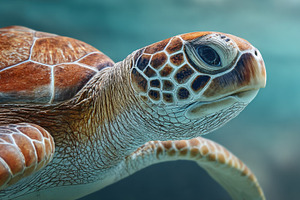 Swimming turtle in clear water, a Photo by Beautiful things
