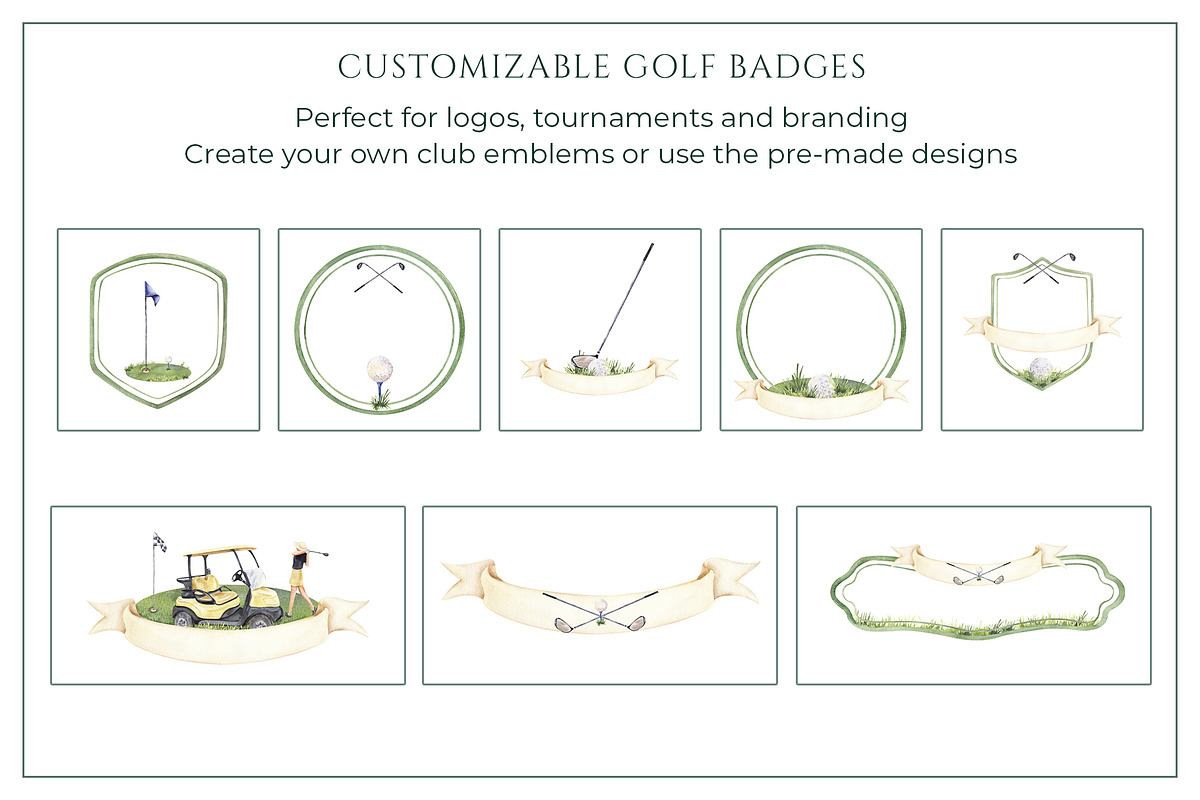 Golf Club Watercolor Collection, a Sport Illustration by WatercolorElena (Photo 4 of 13)