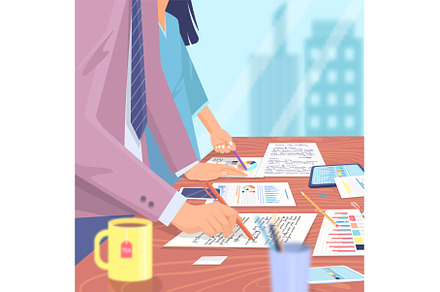 Employees analyze statistical, a Business Photo by robuart