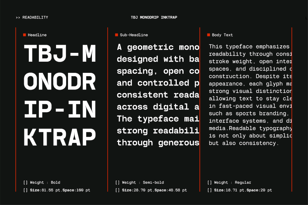 TBJ Monodrip Inktrap Monospace, a Sans Serif Font by Taboja Studio (Photo 8 of 15)