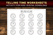 Telling Time Worksheets Printable, a Print Template by Graphicsnext (Thumbnail 1 of 4)