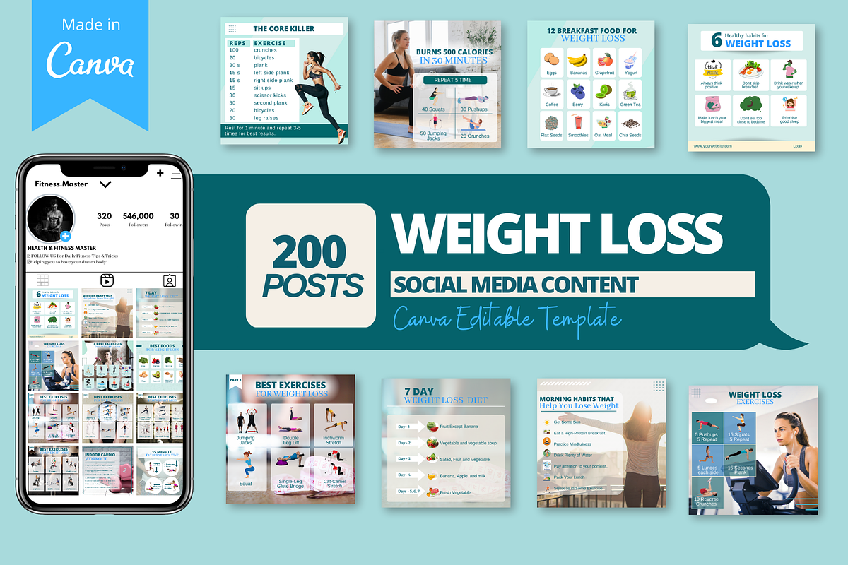 Weight Loss - Canva Templates, a Social Media Template by Viral Content Design (Photo 1 of 5)