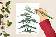 Watercolor Green Forest Clipart Set, an Illustration by DreamCafeArt (Thumbnail 4 of 6)