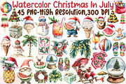 Watercolor Christmas In July Clipart, an Illustration by Sublimation Artist (Thumbnail 1 of 6)