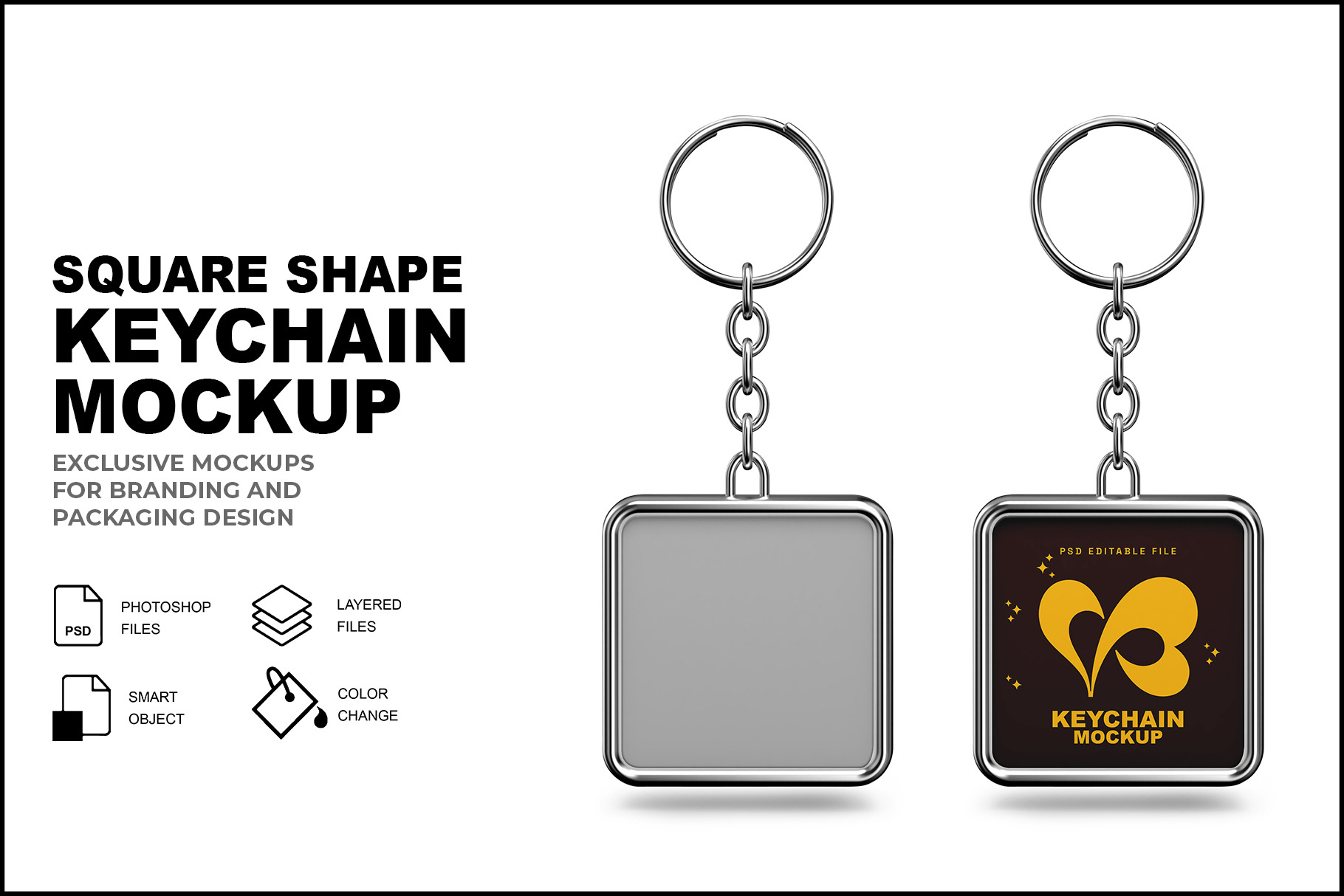 Square Shape Keychain Mockup