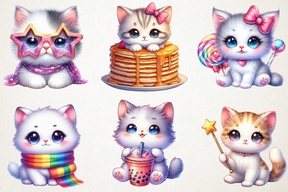 Kawaii Kitten Sublimation Clipart, an Illustration by RobertsArt (Photo 6 of 7)