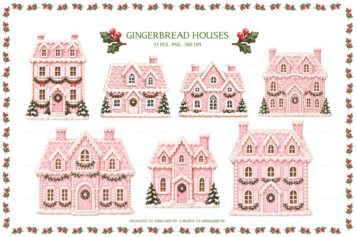 Pink Gingerbread Houses, an Object Graphic by Euonia Meraki (Photo 5 of 15)