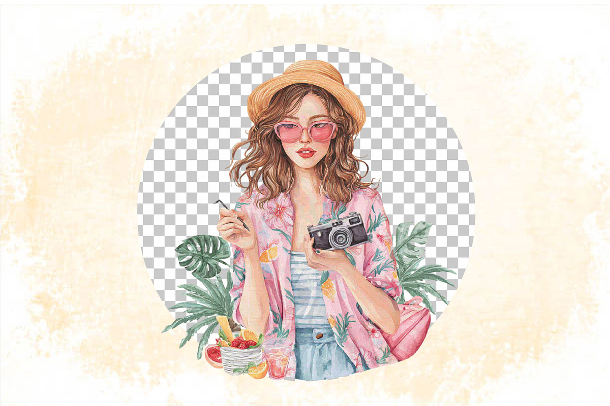 Watercolor Girly Summer Clipart, an Illustration by SVGArt (Photo 7 of 9)