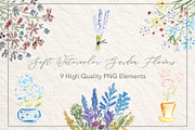 Soft Garden Watercolor Flowers, a Decorative Illustration by Bbooth88 (Thumbnail 1 of 8)