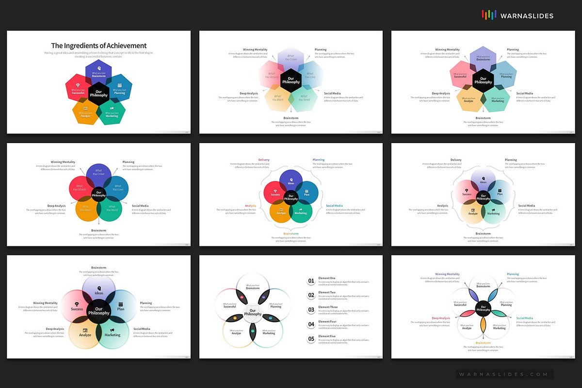 Venn Diagram PowerPoint Templates, a Presentation Template by Warna Works (Photo 21 of 25)