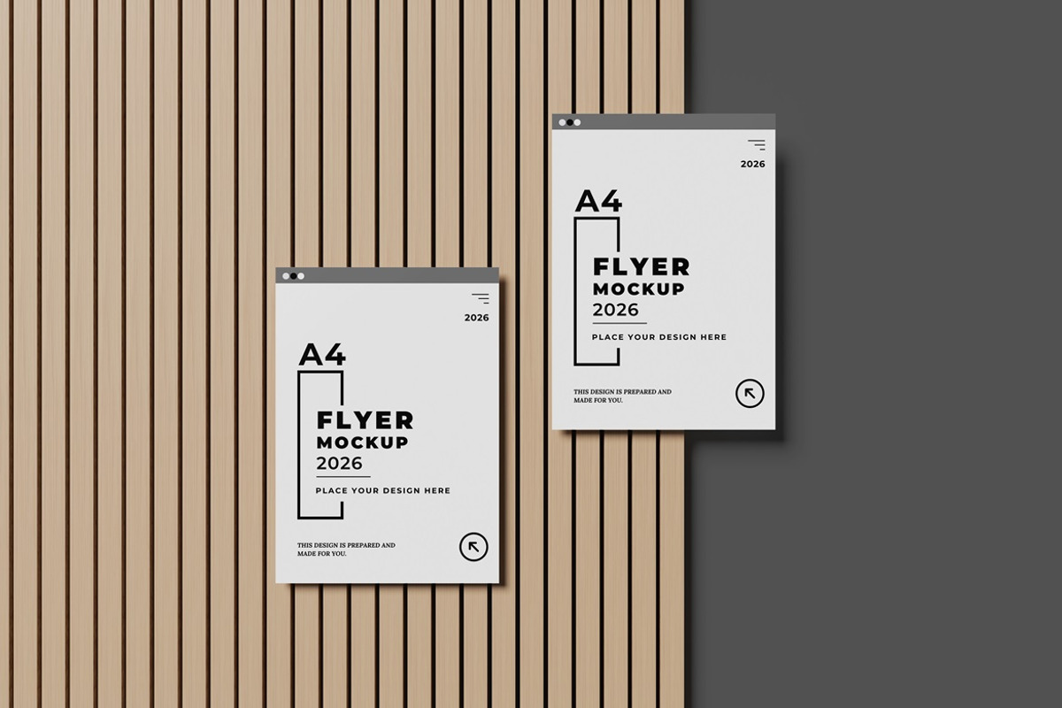 A4 Flyer Brochure Mockup, an Advertising Mockup by AndikaGraphic (Photo 4 of 6)