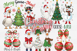 Cute Christmas Goose Png Bundle, an Illustration by SinaCreation