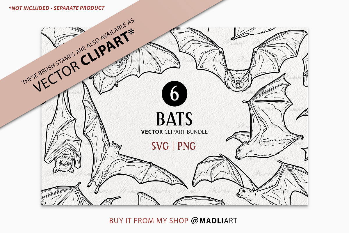 Bat Procreate Brush Stamps, a Shape Add-On by MadliArt (Photo 5 of 5)