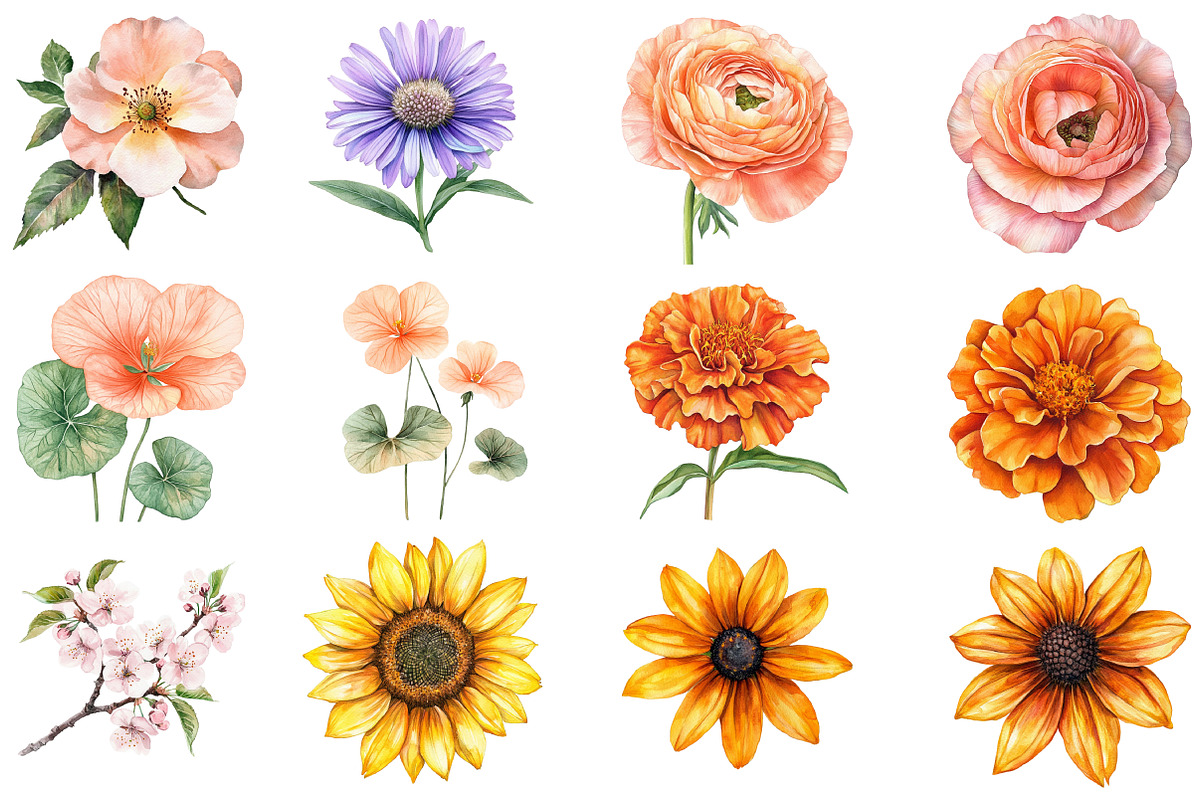 Wildflower Watercolor Flower Clipart, an Illustration by DreamCafeArt (Photo 5 of 8)