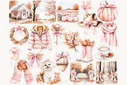 Pink Autumn Clipart, a Seasonal Illustration by GlamArtZhanna (Thumbnail 3 of 8)
