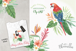 Tropical Watercolor Flamingo Clipart