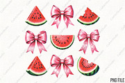 Coquette Watermelon Bows Summer PNG, an Illustration by CraftArtStudio (Thumbnail 1 of 4)