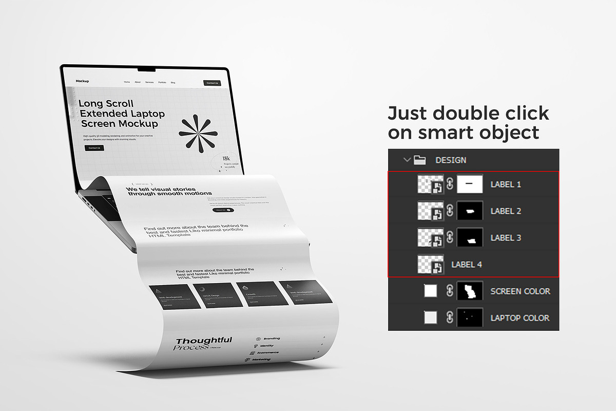 Laptop Long Scroll Screen Mockup, a Mac Mockup by RamStudio2 (Photo 6 of 13)
