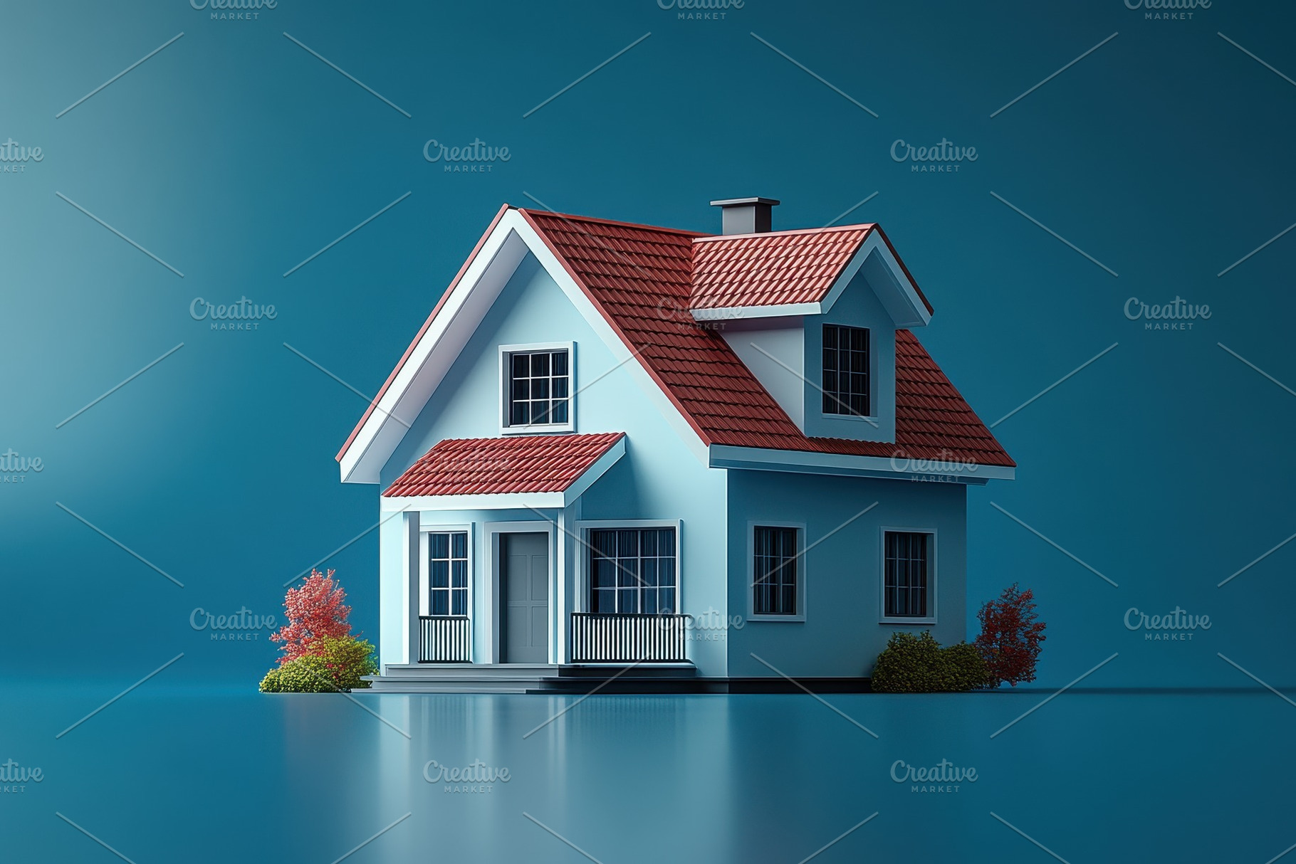 Modern house surrounded by water wit, a Photo by Tanuart