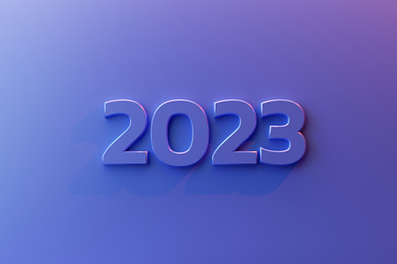 Number 2023 on blue background