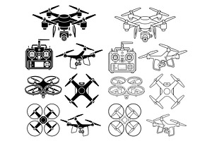 Drone Silhouette Icons